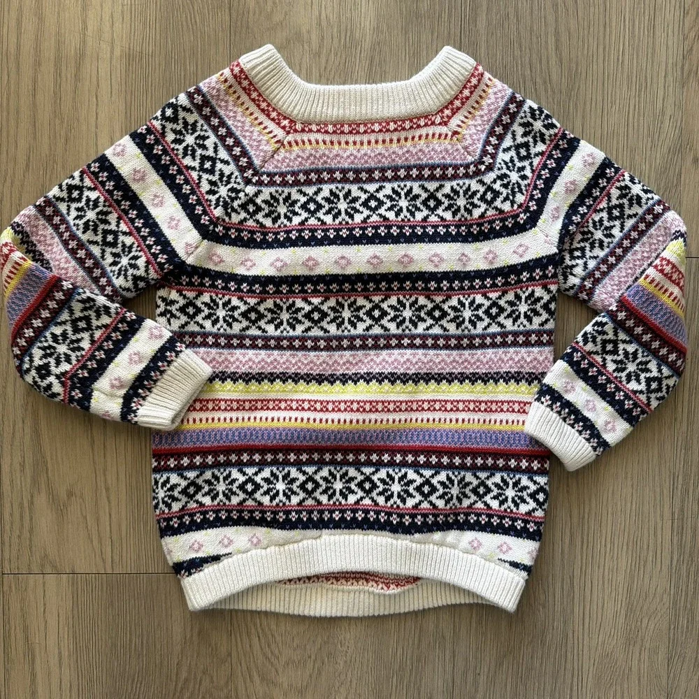 Girls 5T Fair Isle Swater Pullover Colorful Geometric Stripes Old Navy
